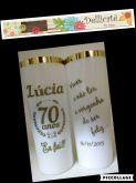 Copos long Drink borda dourada aniversario 70 anos